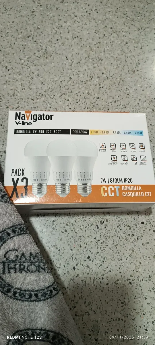 Pack 3 Bombillas LED Navigator 7W E27