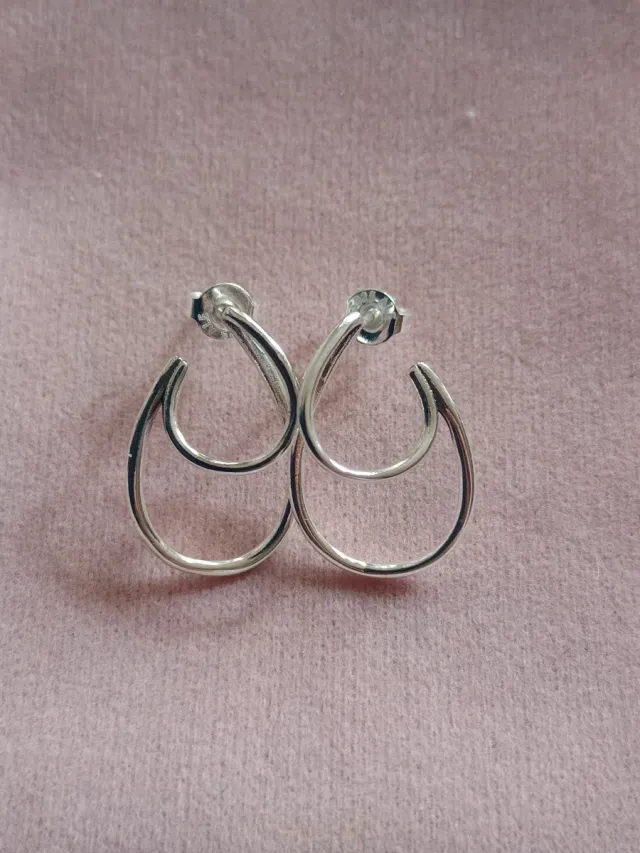 Pendientes doble aro fino plata