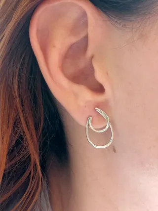 Pendientes doble aro fino plata