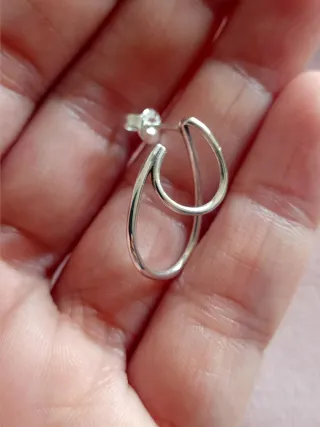 Pendientes doble aro fino plata