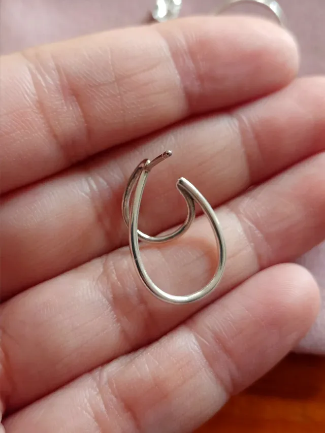 Pendientes doble aro fino plata