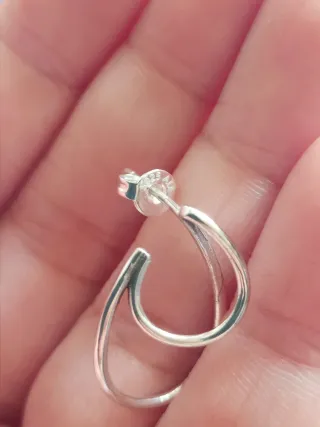 Pendientes doble aro fino plata