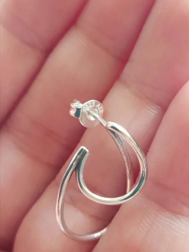 Pendientes doble aro fino plata