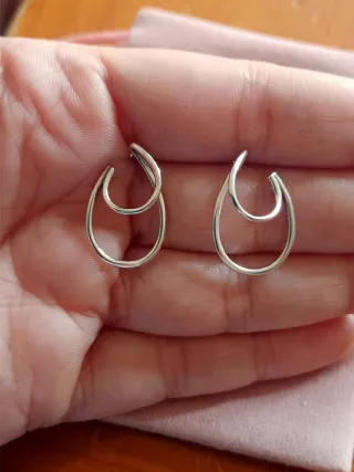 Pendientes doble aro fino plata