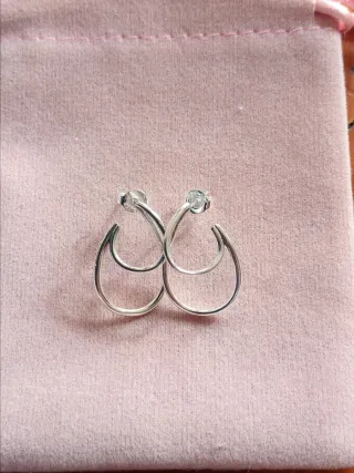Pendientes doble aro fino plata