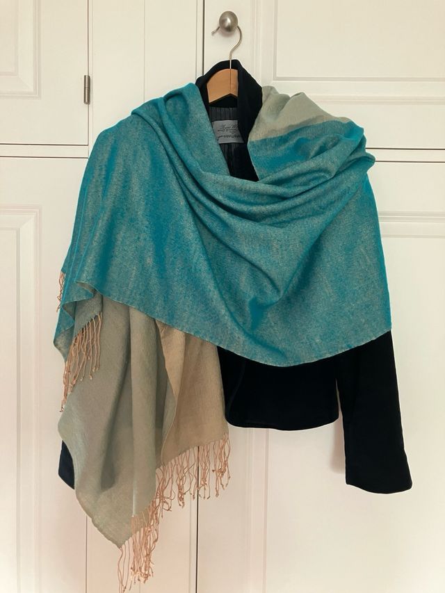 Pashmina Beige y Turquesa