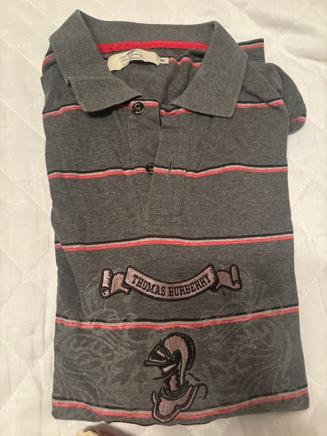 Polo Thomas Burberry gris de manga larga.