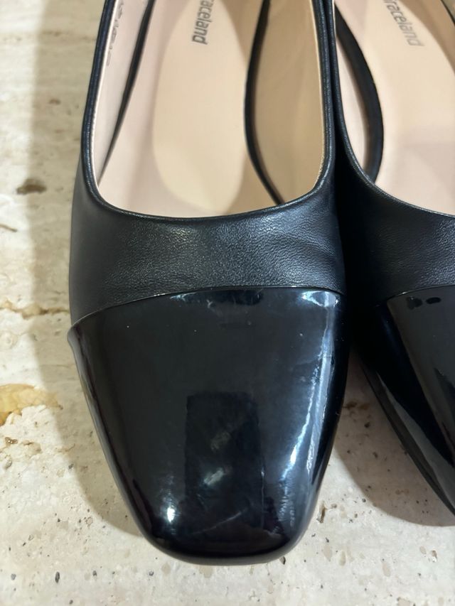Zapatos de tacón bajo mujer piel/charol negros