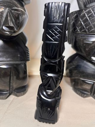 Conjunto 3 Figuras Precolombinas Alabastro Negro