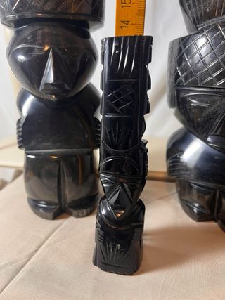 Conjunto 3 Figuras Precolombinas Alabastro Negro