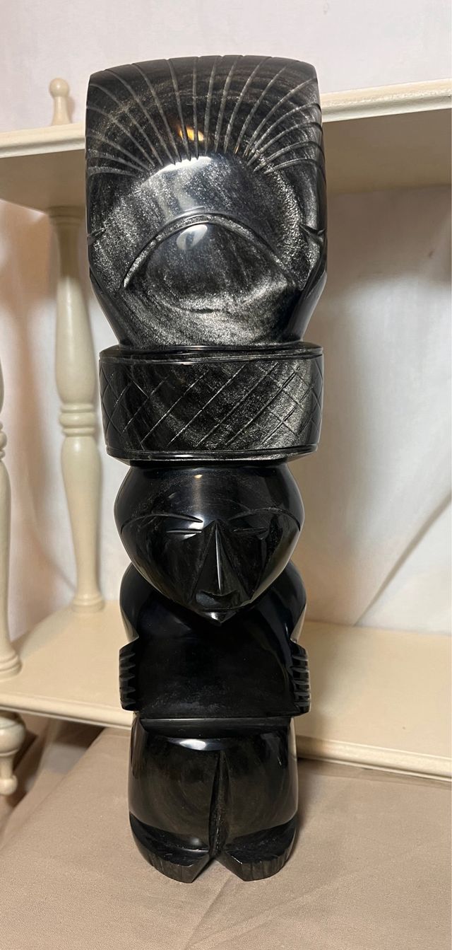 Conjunto 3 Figuras Precolombinas Alabastro Negro