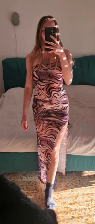 Abito lungo animalier tigrato taglia XS