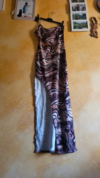 Abito lungo animalier tigrato taglia XS