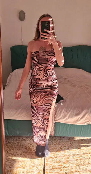 Abito lungo animalier tigrato taglia XS