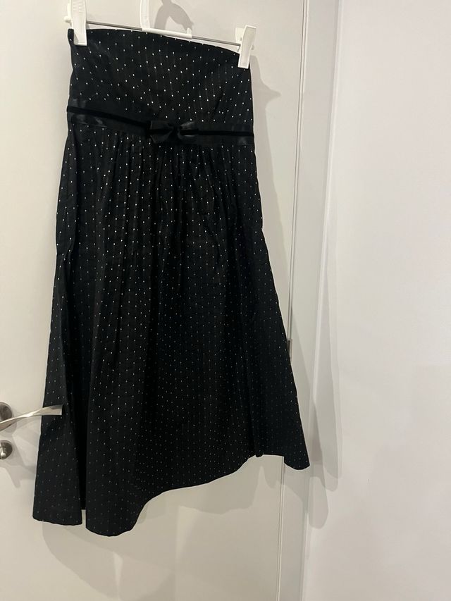 Vestido negro palabra de honor lazo talla M