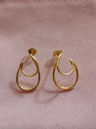 Pendientes aro doble finito dorado plata