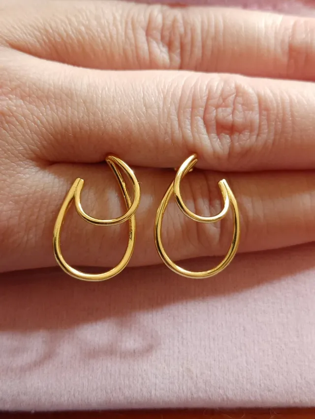 Pendientes aro doble finito dorado plata
