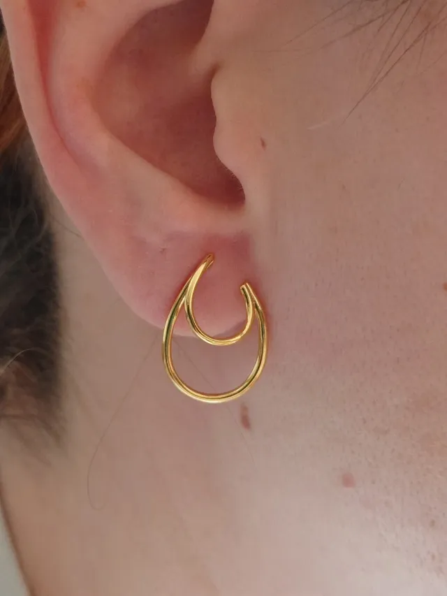 Pendientes aro doble finito dorado plata