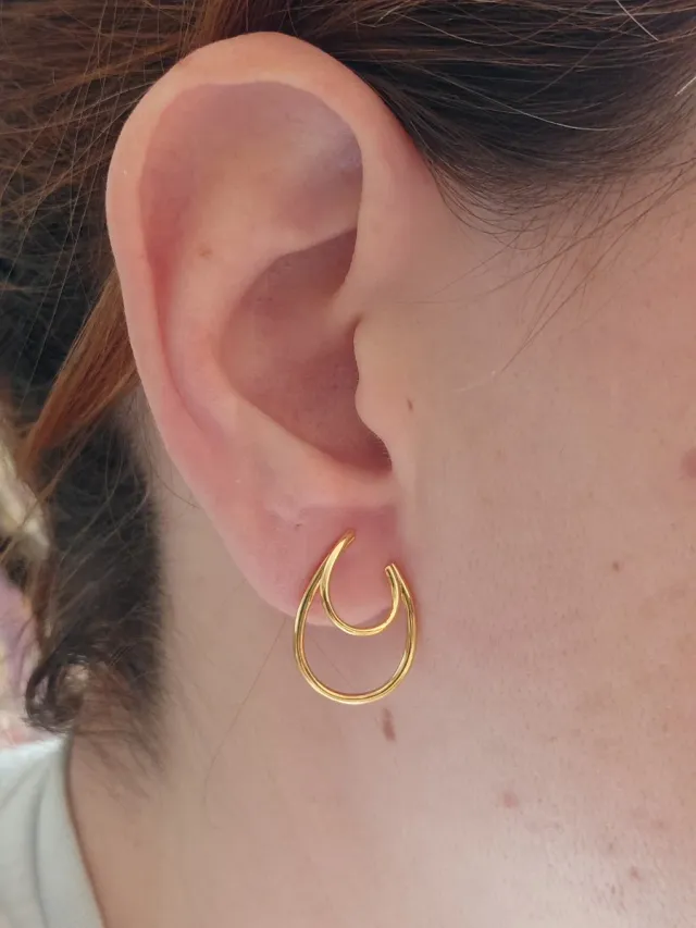 Pendientes aro doble finito dorado plata