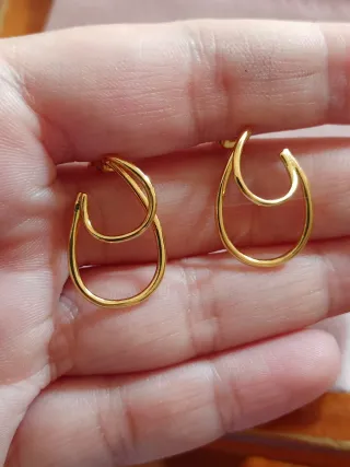 Pendientes aro doble finito dorado plata