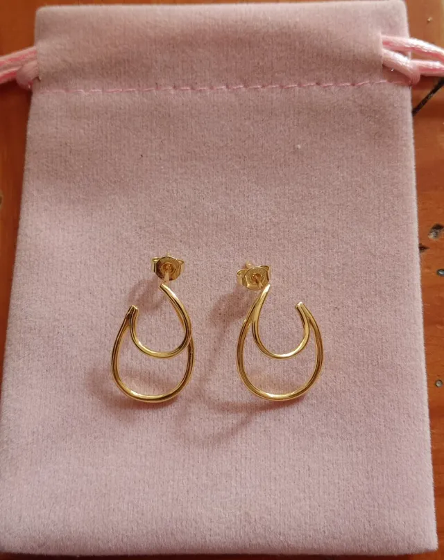 Pendientes aro doble finito dorado plata