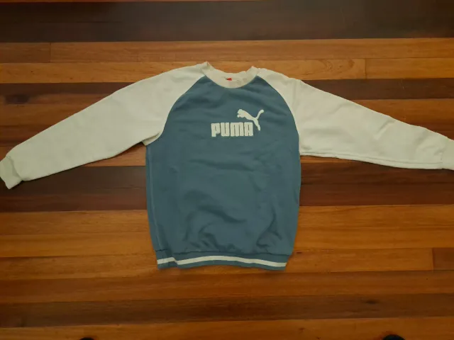 Sudadera Vintage Puma verde azulado y Blanca