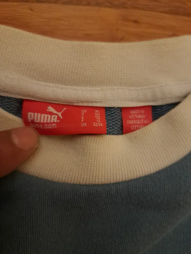 Sudadera Vintage Puma verde azulado y Blanca