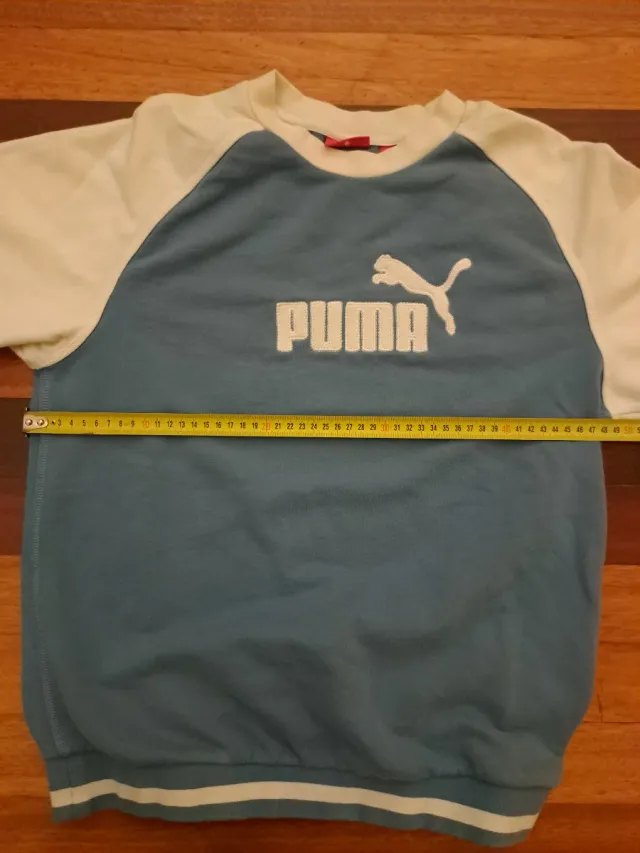 Sudadera Vintage Puma verde azulado y Blanca