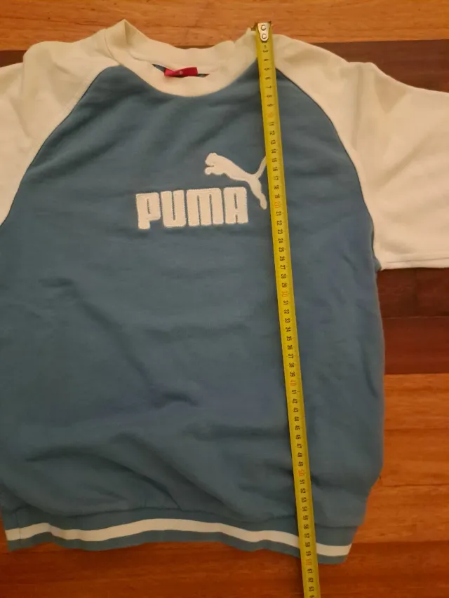 Sudadera Vintage Puma verde azulado y Blanca