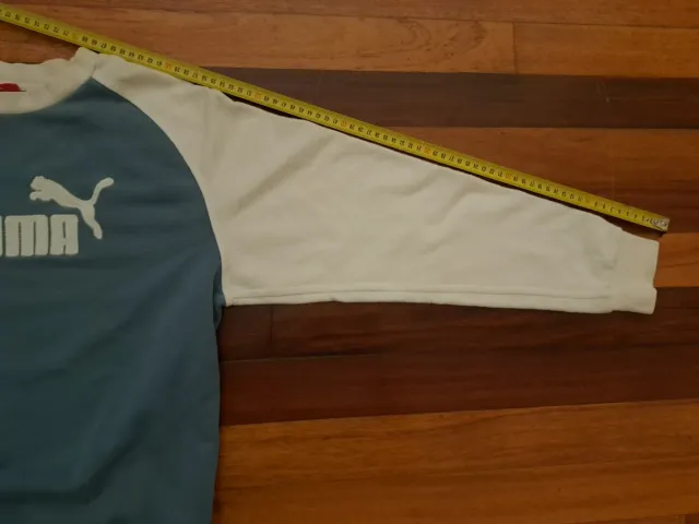 Sudadera Vintage Puma verde azulado y Blanca