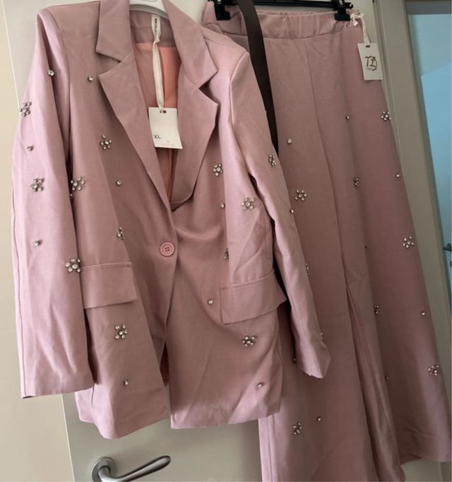 Completo tailleur donna rosa taglia XL