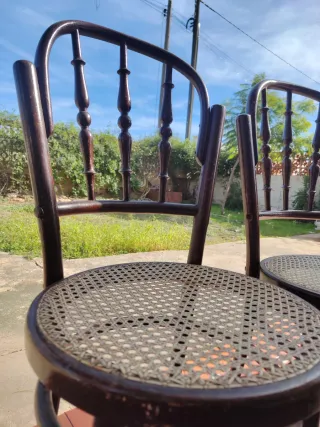 Sillas de madera vintage ratán (2 unidades)