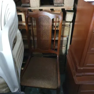 Silla vintage madera y ratán