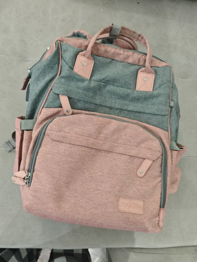 Mochila de Pañales Rosa y Gris