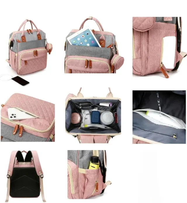 Mochila de Pañales Rosa y Gris