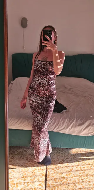 Vestito lungo leopardato taglia XS, nuovo