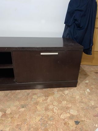 Mueble TV madera y cristal marrón