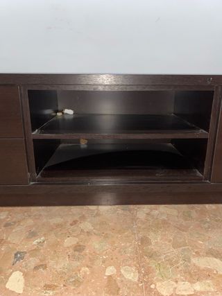 Mueble TV madera y cristal marrón