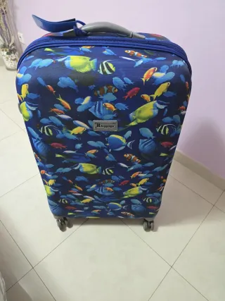 Maleta de viaje con peces