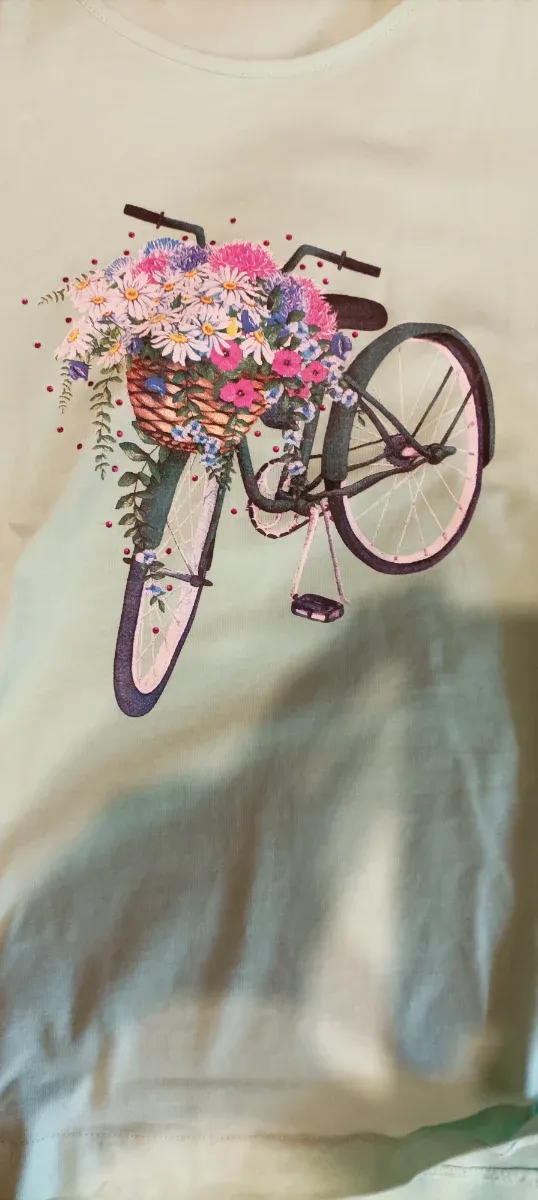 T-shirt donna verde con stampa bici
