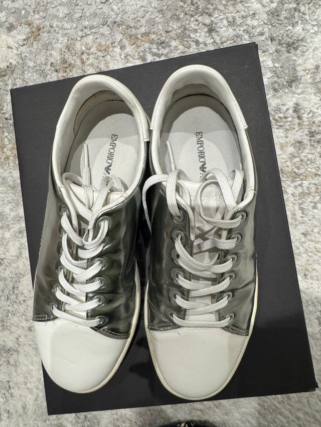 Zapatillas Emporio Armani Plata y Blanco