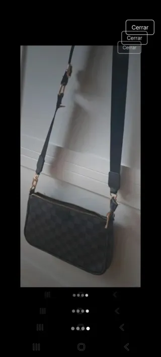 Bolso bandolera cuadros negro y gris