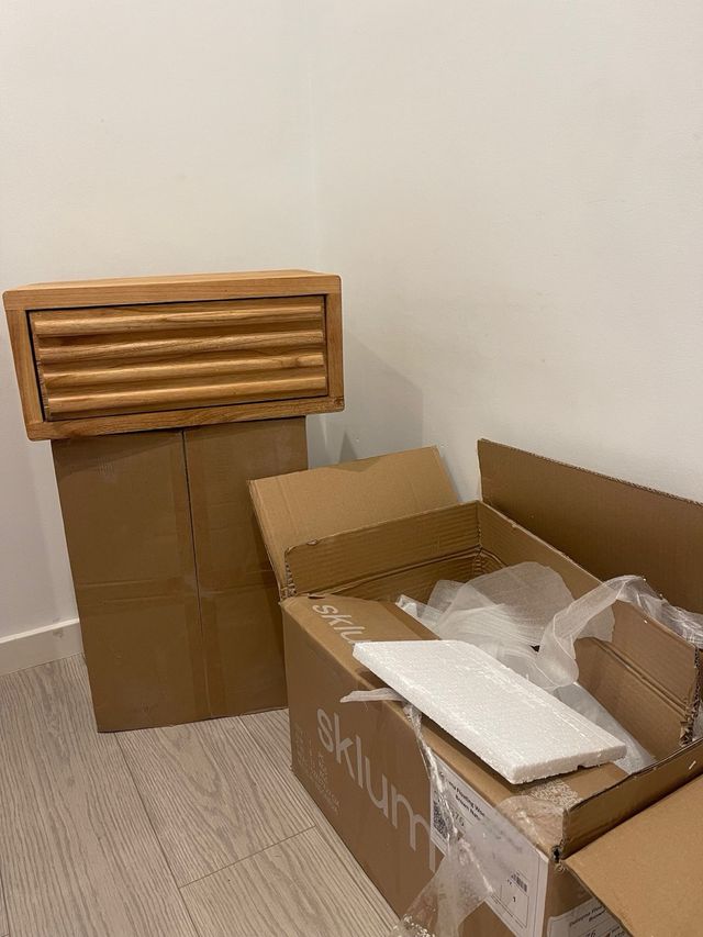 Pack 2 Mesitas Noche Flotantes Madera