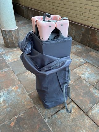 Cuna de viaje Kinderkraft Joy (gris y rosa)