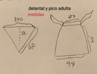 Delantal y pico fallera blanco