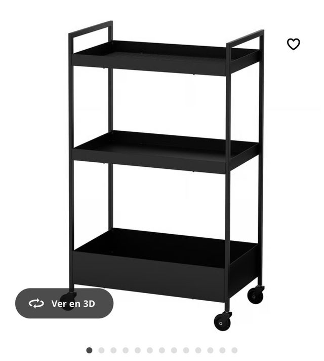 Carrito auxiliar negro 3 estantes