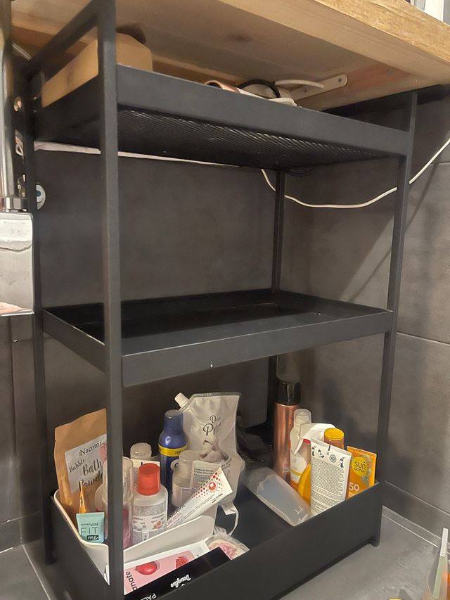 Carrito auxiliar negro 3 estantes