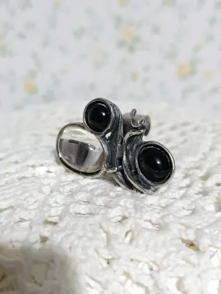 Anillo vintage Plata oxidada Modernista