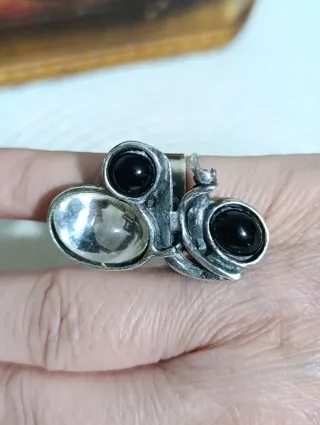 Anillo vintage Plata oxidada Modernista