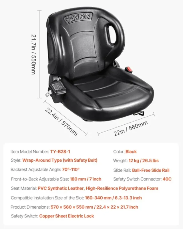Asiento Universal Carretilla Elevadora VEVOR